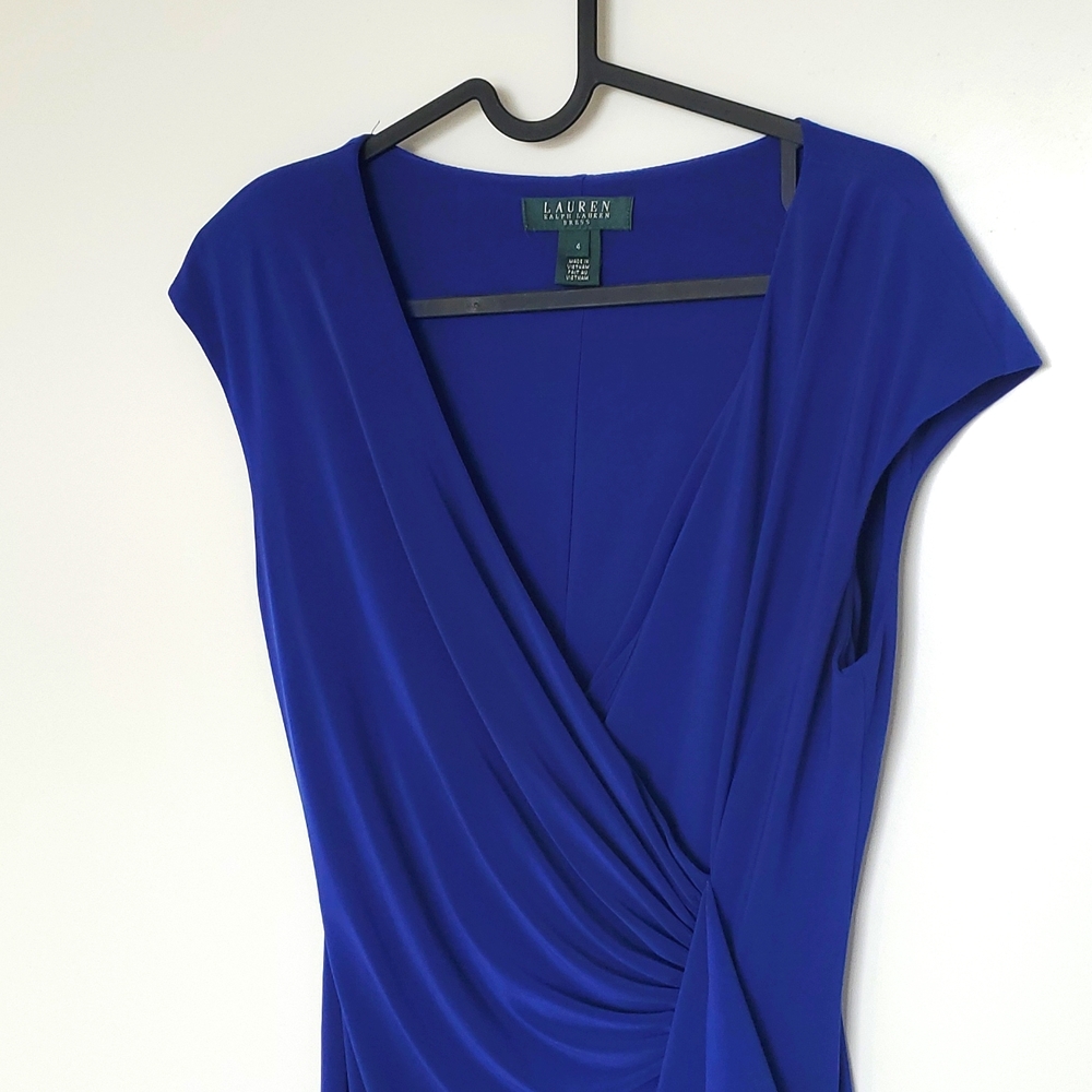 Ralph Lauren - Blue Dress with Ruching Detail - Size US 4